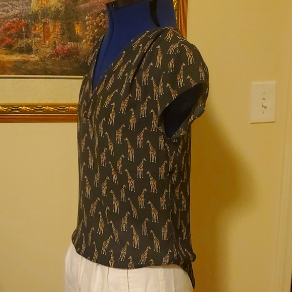 Adorable V neck summer top with giraffe print - Picture 4 of 6